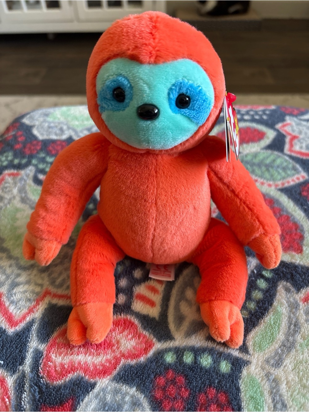 Ty Beanie Baby Cinder Orange Sloth Plush Stuffed Animal Toy